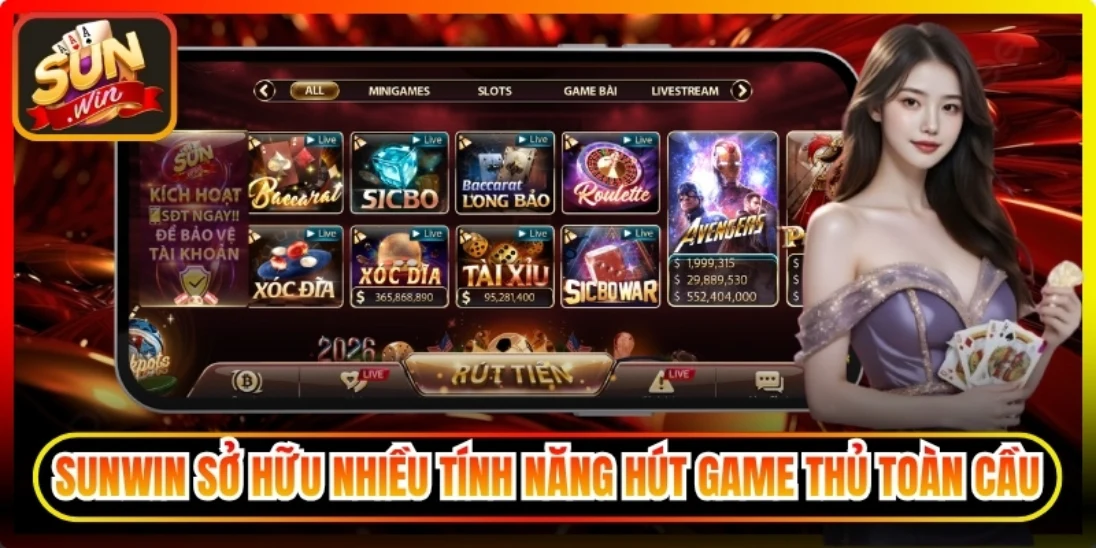 Sunwin sở hữu nhiều tính năng hút game thủ toàn cầu